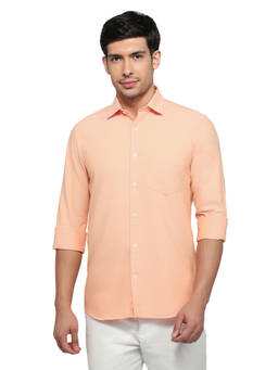 ColorPlus - Men Regular Fit Solid Dark Orange Shirt