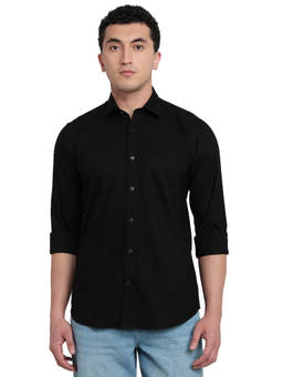 ColorPlus - Men Regular Fit Solid Black Shirt
