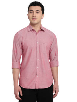 ColorPlus - Men Regular Fit Solid Medium Pink Shirt