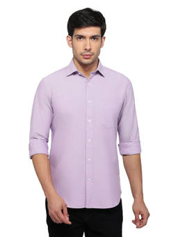 ColorPlus - Men Regular Fit Solid Medium Lavender Shirt