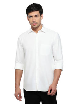 ColorPlus - Men Regular Fit Solid White Shirt