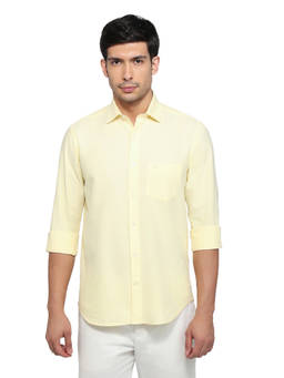 ColorPlus - Men Regular Fit Solid Medium Yellow Shirt