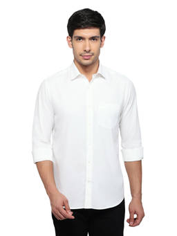 ColorPlus - Men Regular Fit Self Design White Shirt