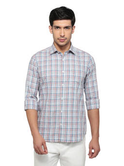 ColorPlus - Men Regular Fit Checkered Blue Shirt