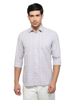 ColorPlus - Men Regular Fit Checkered Blue Shirt