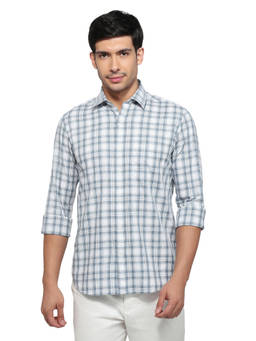 ColorPlus - Men Regular Fit Checkered White Shirt