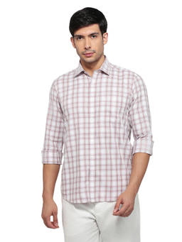 ColorPlus - Men Regular Fit Checkered White Shirt