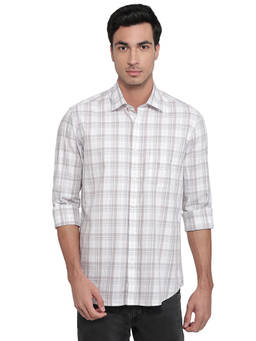 ColorPlus - Men Regular Fit Checkered White Shirt