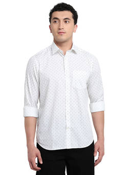 ColorPlus - Men Regular Fit Printed White Shirt