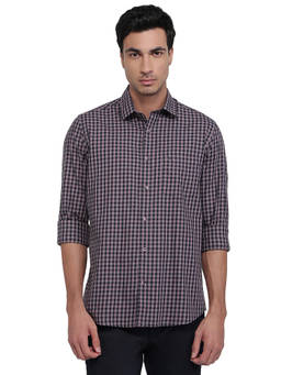 ColorPlus - Men Regular Fit Checkered Lavender Shirt