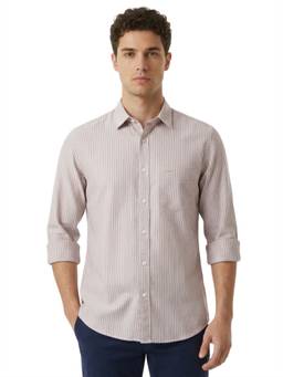ColorPlus - Men Medium Beige Regular Fit Striped Shirt