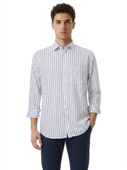 ColorPlus - Men White Regular Fit Striped Shirt