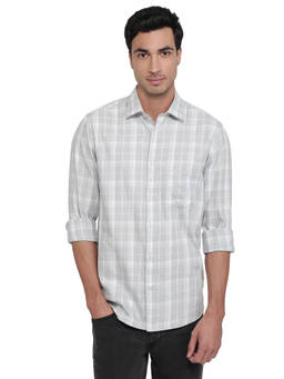 ColorPlus - Men Regular Fit Checkered Medium Green Shirt