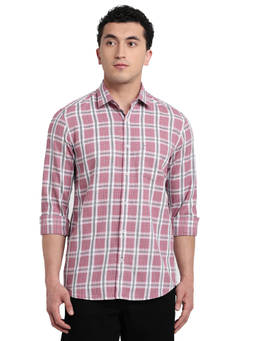 ColorPlus - Men Regular Fit Checkered Pink Shirt