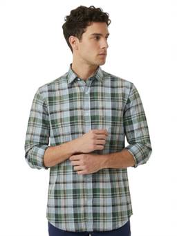 ColorPlus - Men Regular Fit Medium Green Checks Cotton Shirt