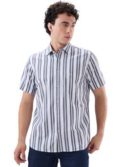 ColorPlus - Men Regular Fit Striped White Shirt