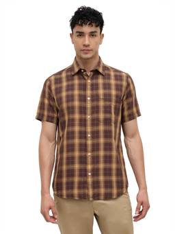 ColorPlus - Men Dark Brown Regular Fit Checkered Shirt