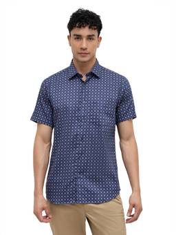 ColorPlus - Men Dark Blue Regular Fit Printed Shirt