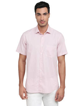 ColorPlus - Men Regular Fit Printed Pink Shirt