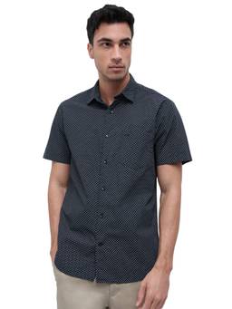ColorPlus - Men Regular Fit Printed Dark Grey Shirt