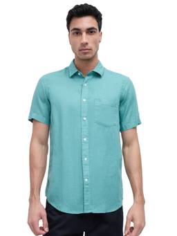 ColorPlus - Men Regular Fit Solid Medium Green Shirt