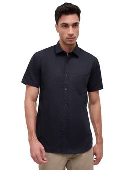 ColorPlus - Men Regular Fit Solid Black Shirt