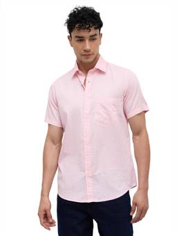 ColorPlus - Men Regular Fit Printed Medium Pink Shirt