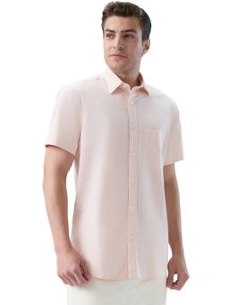 ColorPlus - Men Regular Fit Solid Light Cream Shirt