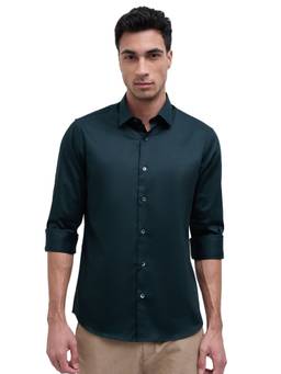 ColorPlus - Men Regular Fit Solid Dark Green Shirt