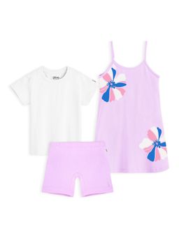 Plan B - Girls Cotton Dress With Inner Shorts And T-Shirt