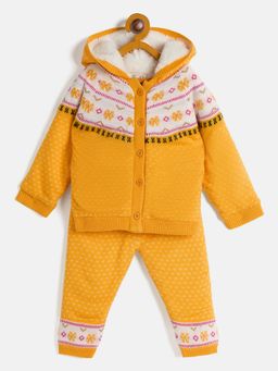 JWAAQ - Kids Yellow Full Sleeve Winter Sweater with Joggers (Set of 2)