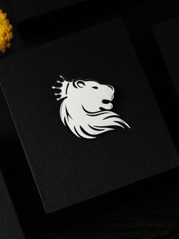 PELUCHE - Majestic Lion Silver Stainless Steel Lapel Pin For Men