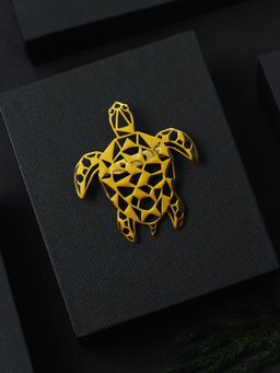 PELUCHE - Turtle Tranquility Golden Stainless Steel Lapel Pin For Men