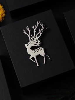 PELUCHE - Whimsy Deer Silver Stainless Steel Lapel Pin For Men