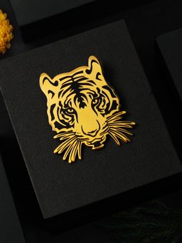 PELUCHE - Ruthless Tiger Golden Stainless Steel Lapel Pin For Men