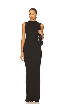 Enza Costa - Silk Rib Sleeveless Mockneck Fluid Dress