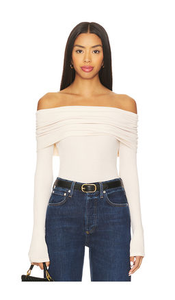 Enza Costa - Silk Rib Long Sleeve Off-shoulder Top