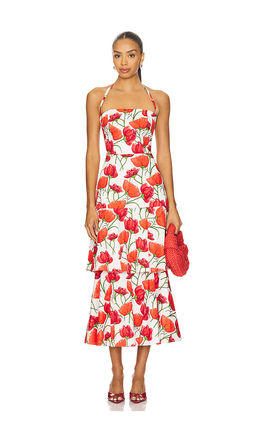 Milly - Red Peonia Poplin Dress