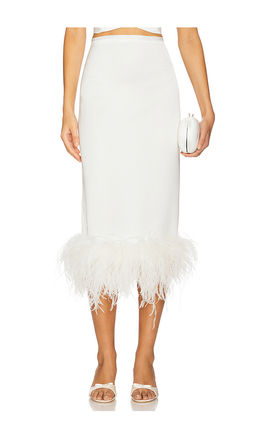 Milkwhite - x REVOLVE Midi Skirt With Feathers