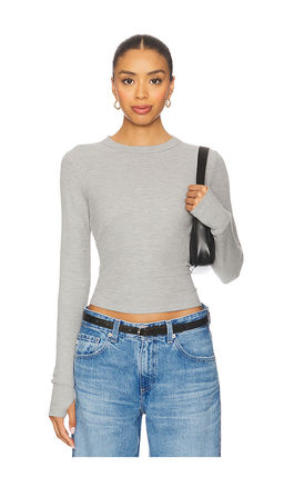 Michael Lauren - Axl Long Sleeve Crop Fitted Top