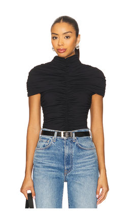 Susana Monaco - Mock Neck Overlay Gathered Top