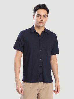Bene Kleed - Navy Blue Cotton Half Sleeves Shirt