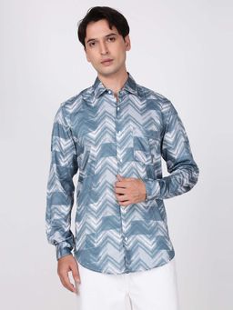 Bene Kleed - Blue Cotton Blend Full Sleeves Shirt