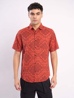 Bene Kleed - Rust Cotton Half Sleeves Shirt