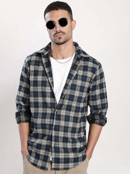 Bene Kleed - Navy Blue Cotton Blend Full Sleeves Shirt