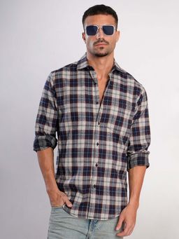 Bene Kleed - Navy Blue Cotton Blend Full Sleeves Shirt