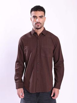 Bene Kleed - Brown Cotton Full Sleeves Shirt