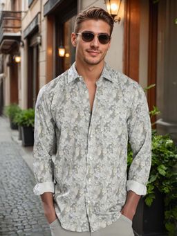 Bene Kleed - Grey Cotton Blend Full Sleeves Shirt