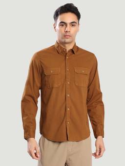 Bene Kleed - Brown Cotton Full Sleeves Shirt