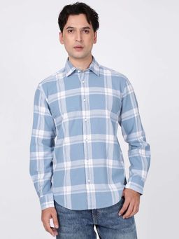 Bene Kleed - Blue Cotton Blend Full Sleeves Shirt